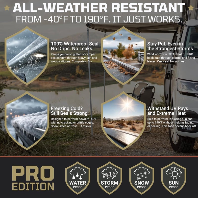 TOOLTROOPERS Titan Patch PRO Waterproof Sealant Tape – White 4" x20' – Stops Leaks Fast & Stays Sealed for 15+ Years – Sticks to RVs, Roofs, Pools, Boats, Gutters – Built for Harsh Weather (-40°F to 190°F) - Image 4